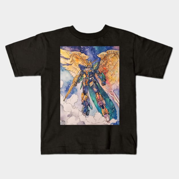 Winged Warriors: Gundam Wing, Mecha Epic, and Anime-Manga Legacy Unleashed Kids T-Shirt by insaneLEDP